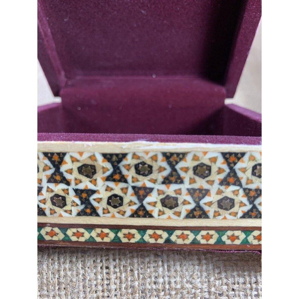 Wood Jewelry Box Birds & Flowers Painted Wooden Marquetry Gift Box - Picture 10 of 10